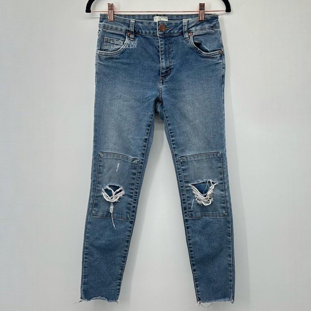 Cotton On Mid-Grazer Patched Distressed Ankle Skinny Jeans Size 6